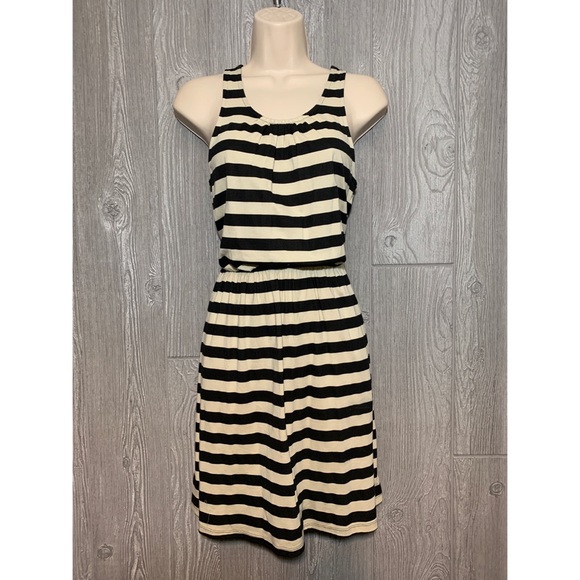LOFT Dresses & Skirts - LOFT Black & Tan Striped Dress in Size XS